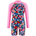 Girls one-piece polyester swimsuit in YY169 Blue available in sizes 100cm to 150cm for swimming and wading