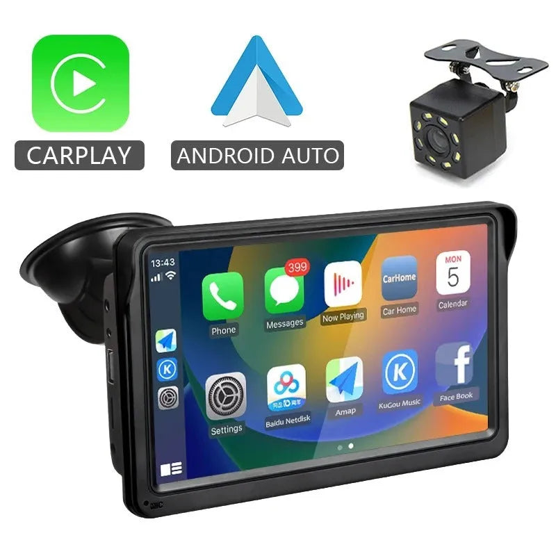 7-inch car display screen for dashboard with Wireless CarPlay and HD 1024x600 resolution