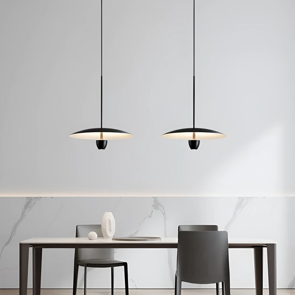 Black modern minimalist chandelier with 400mm diameter and warm white light