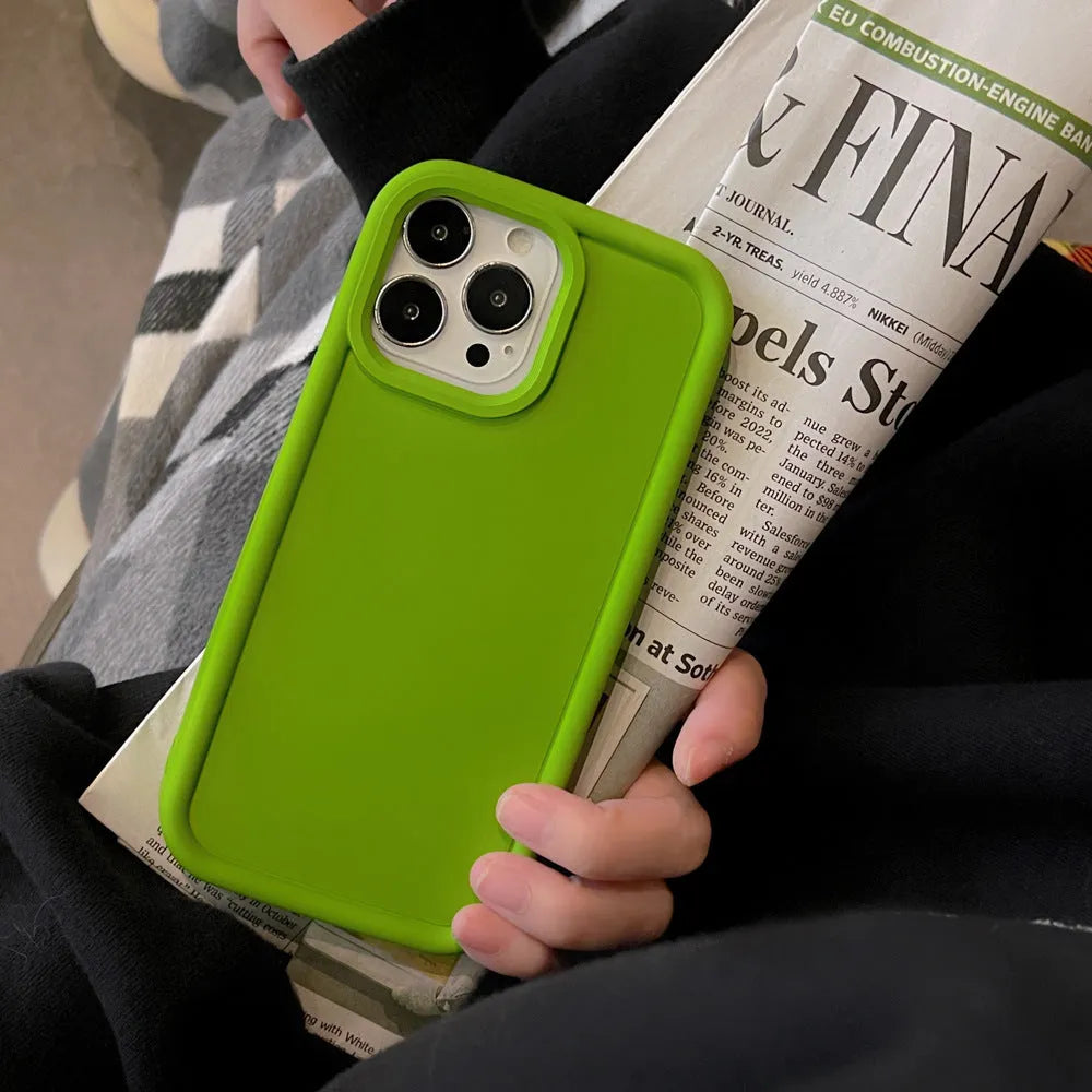 Frosted matte silicone phone case for Apple iPhone in solid colour, showing full-cover design