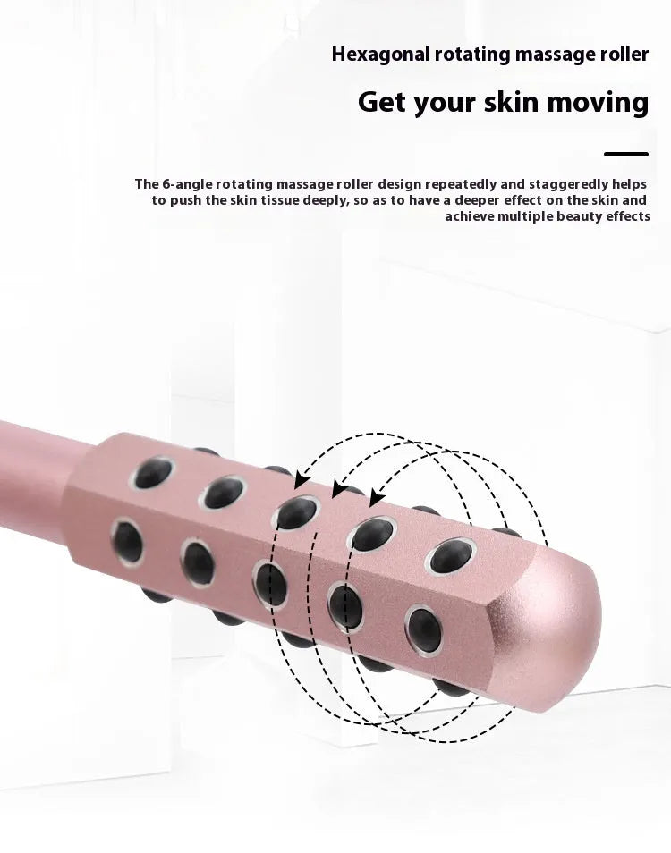 Germanium particle facial massage roller in purple colour, 193mm long handheld beauty instrument