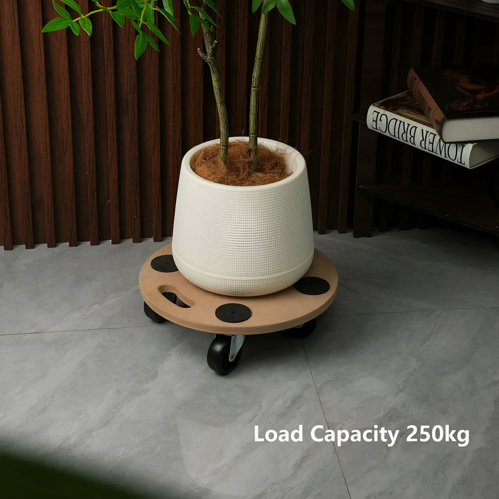 Two wooden mover trolley platforms with natural wood finish and non-slip surface
