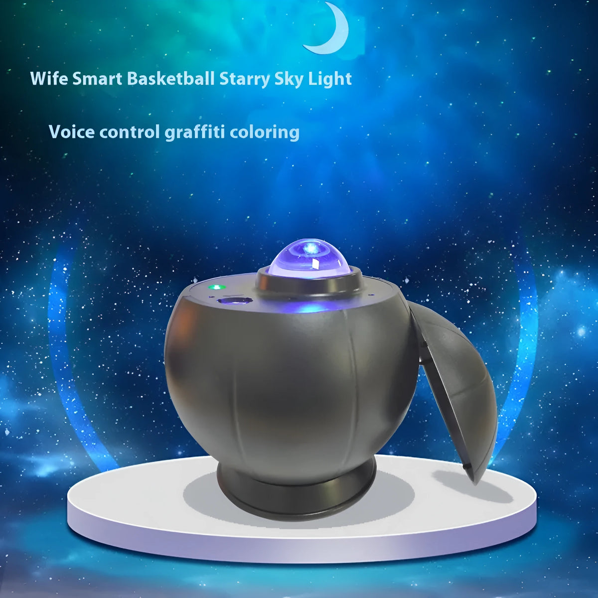 Remote control nebula projection LED starry sky light, planet-shaped night light, 120x120x125mm, black or white appearance, with remote control