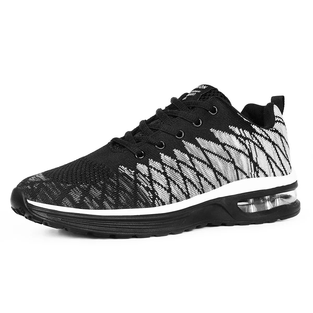 Flyknit mesh running shoes in multiple colours with round toe design and PU soles