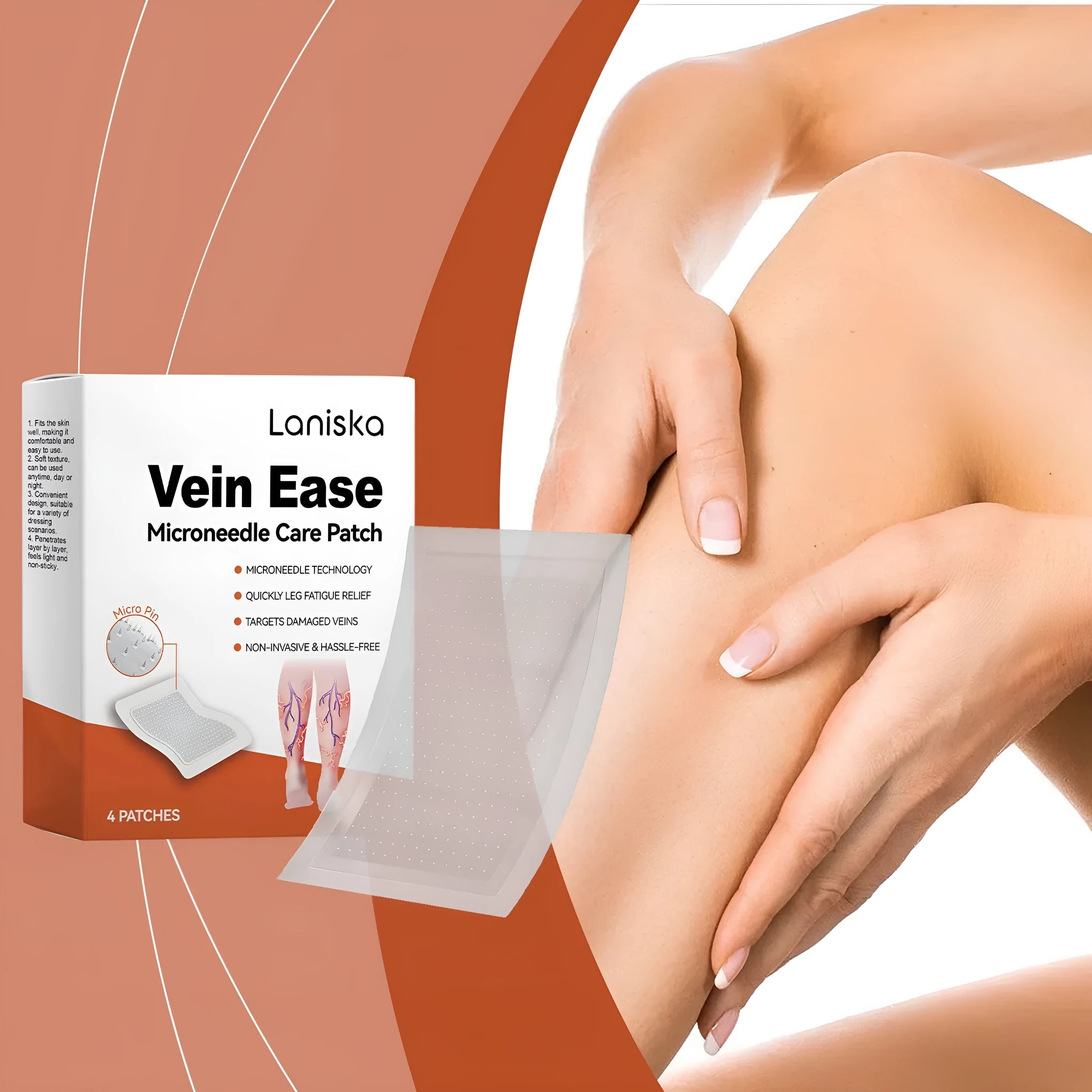 Laniska leg nursing adhesive bandage pack containing 4 mild ingredient patches for skin comfort