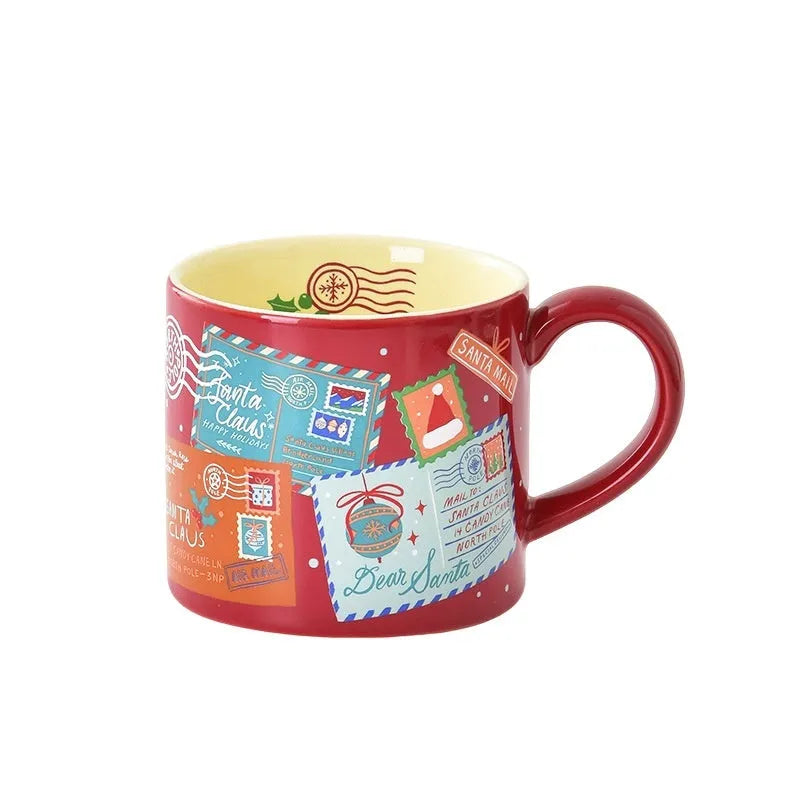 Ceramic mug with dim sum plate set, 400ml, 9x10cm, winter gift, home leisure use