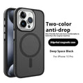 Magnetic frosted TPU phone case for iPhone 14 with metal lens ring in black