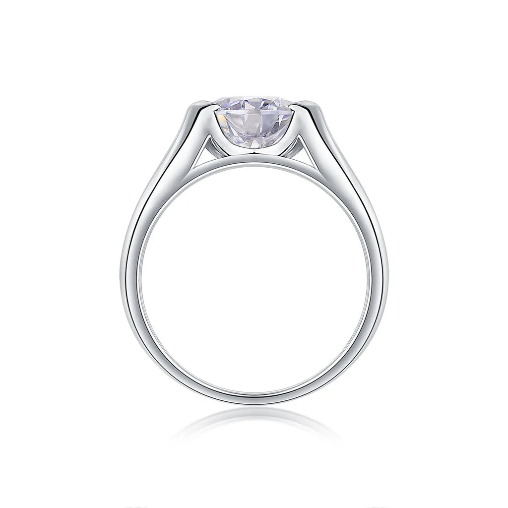 Moissanite wedding ring set, 2 carat stone, S925 silver with platinum plating, sizes 5 to 9, gift box