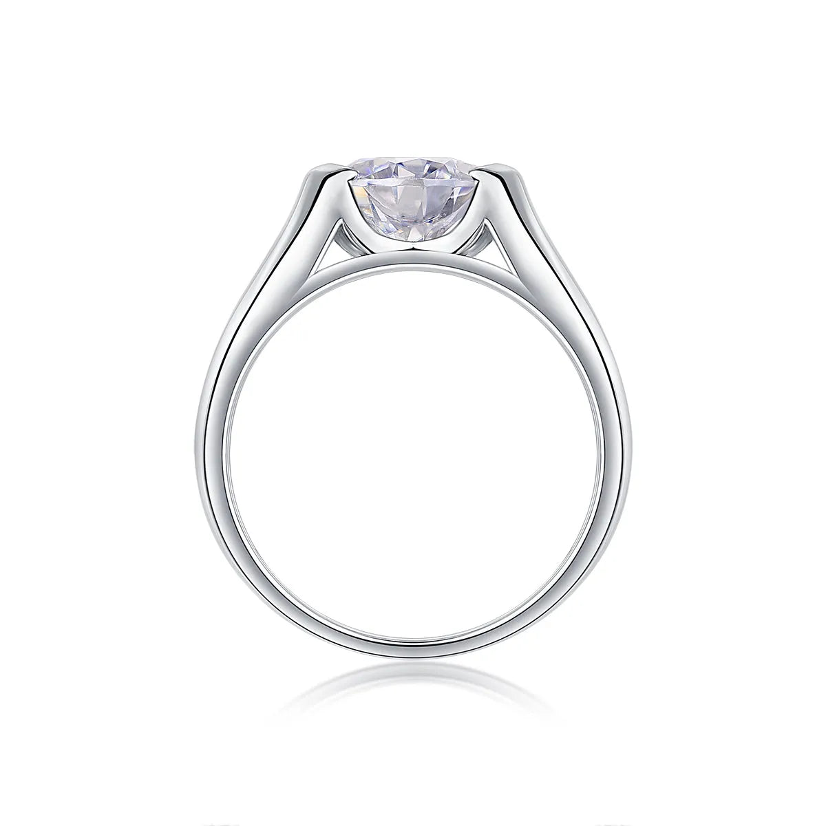Moissanite wedding ring set, 2 carat stone, S925 silver with platinum plating, sizes 5 to 9, gift box