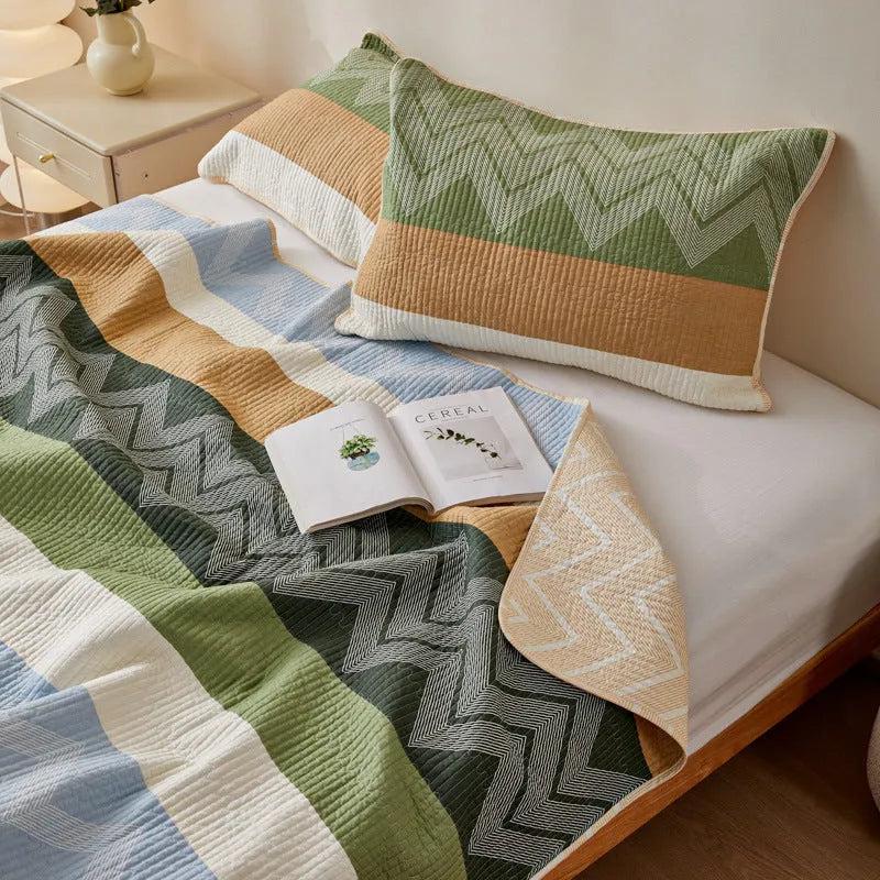 Cotton printed bed sheet set showing modern simplicity design in bedspread style