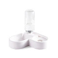 White food-grade silicone pet water fountain with pump and filter on a kitchen floor.