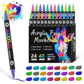 Double-headed acrylic marker pens showing broad and fine tips with opaque colours