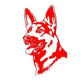 Reflective Alsace Shepherd dog vinyl car bumper sticker, 13cm by 8cm, in various colours.