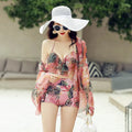 Nylon swimsuit set in pink and yellow for women and men with bikini, briefs, and boxers styles, sizes M to XXXL