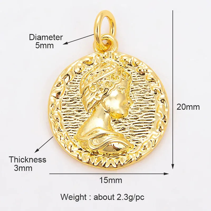 Micro-inlaid cubic zirconia pendant featuring a star and moon motif, approximately 1.5 cm diameter