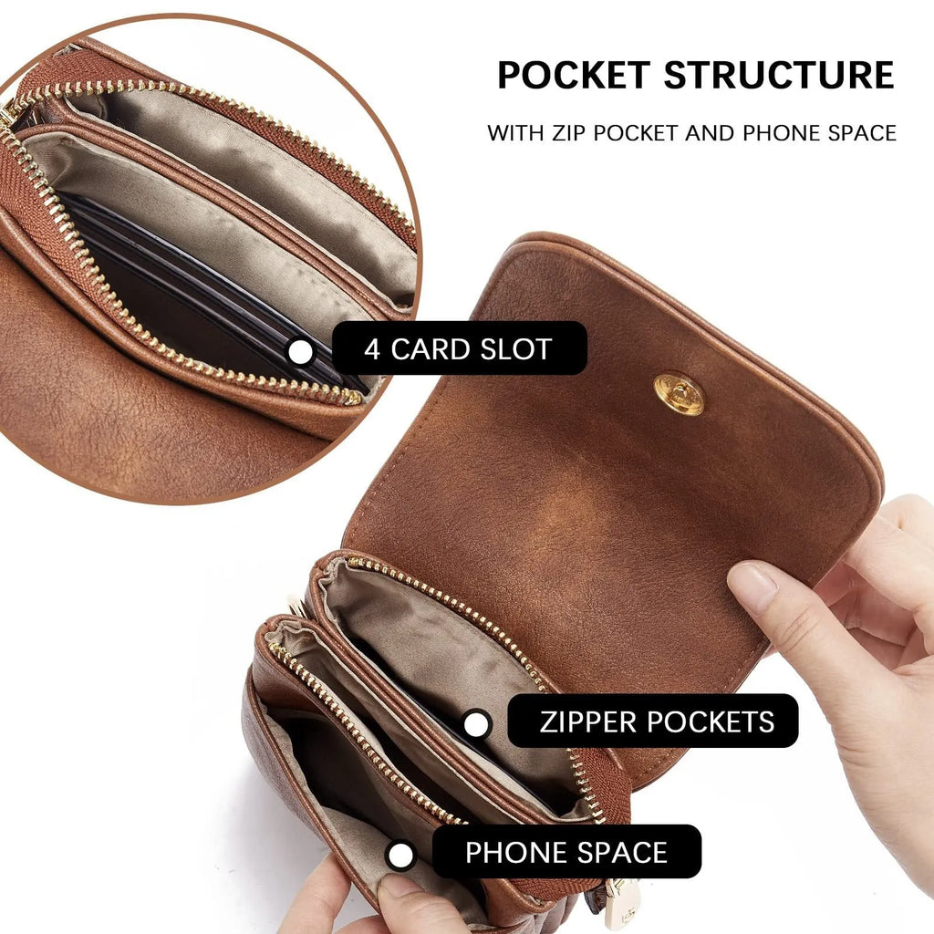 Men's PU leather square vertical messenger bag in brown with sandwich pocket and adjustable strap