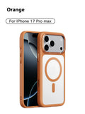 Frosted magnetic protective case for iPhone 17 shown in multiple colour options on a white background.