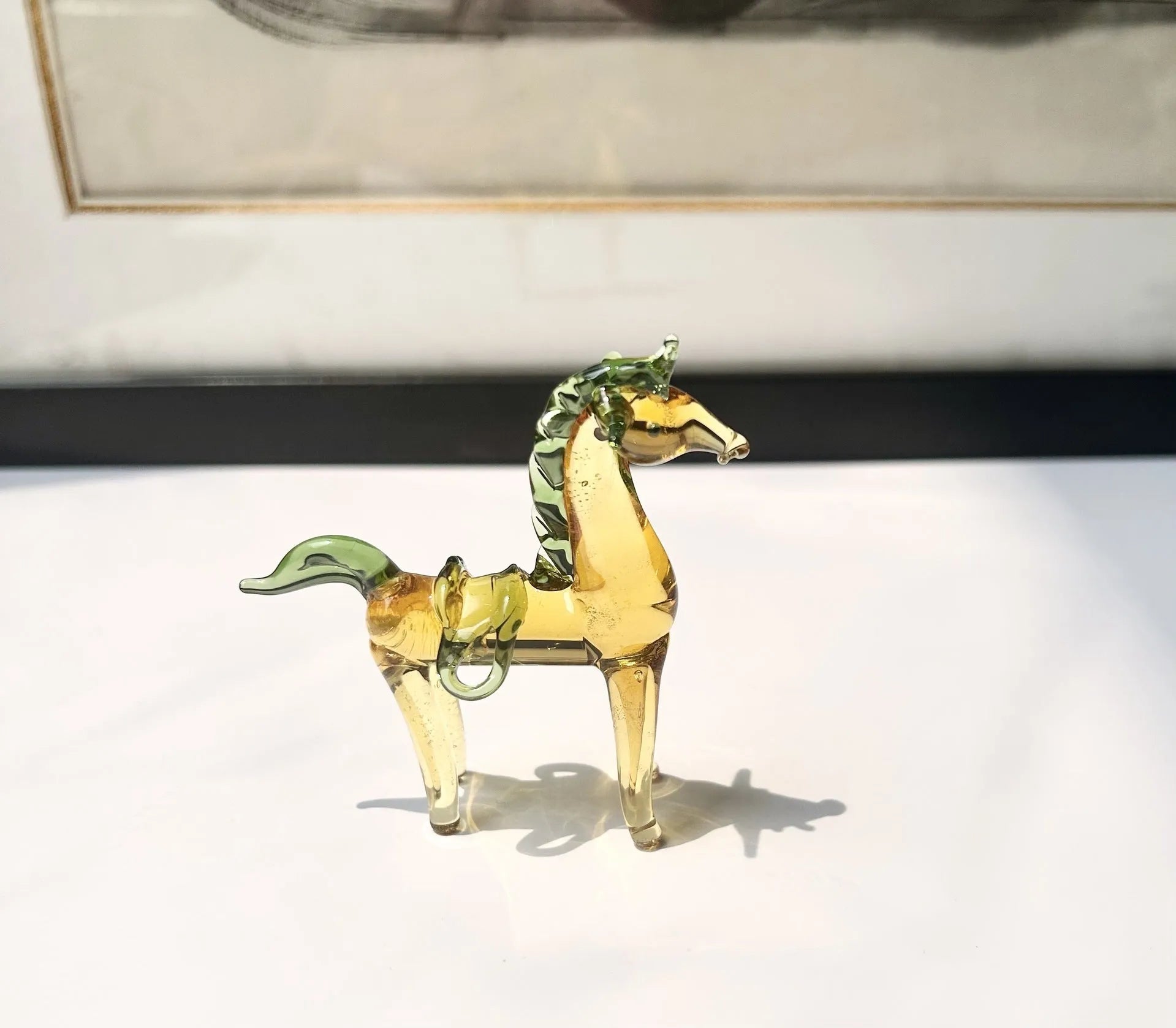 Glazed horse figurine office decoration in modern minimalist style with coloured glaze finish