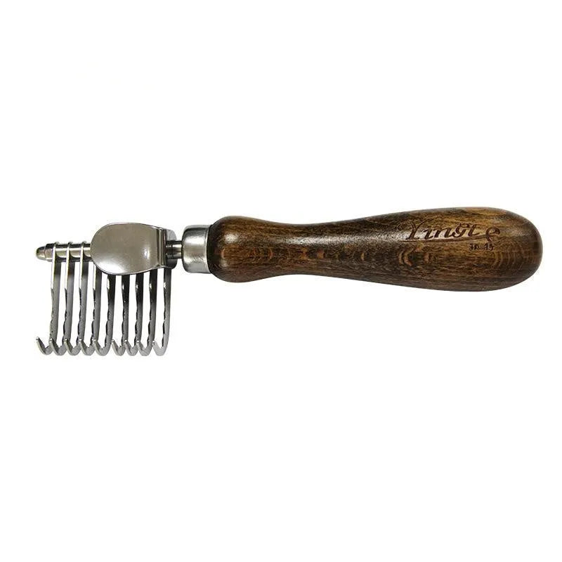 Walnut knot comb with stainless steel pins, wood colour, 15.2 x 4 cm pet grooming tool