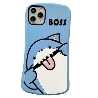Lightning Shark silicone soft phone case back cover for iPhone with cartoon animal design