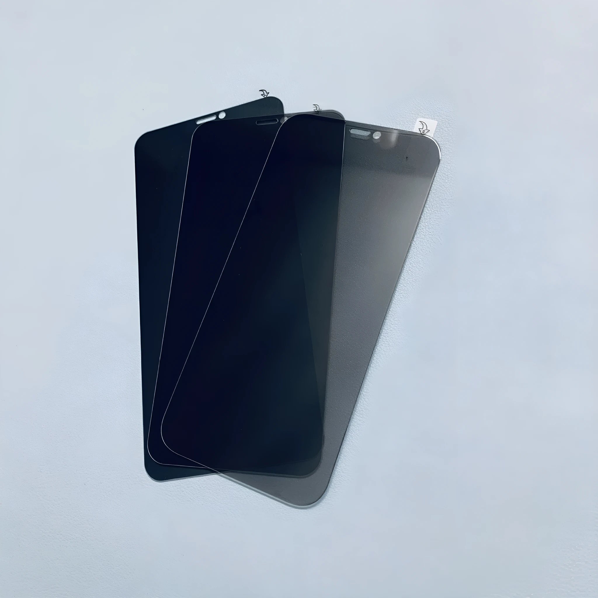 Full screen anti peeping tempered glass film for iPhone showing privacy angle effect