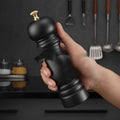 Manual pepper mill with ceramic core, beech wood and stainless steel body, modern minimalist style for BBQ seasoning
