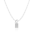Stainless steel cross necklace with gold square plate electroplated pendant and titanium steel clip chain
