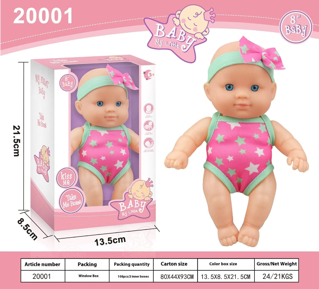 Detailed vinyl simulation baby doll figurine collectible model in display pose