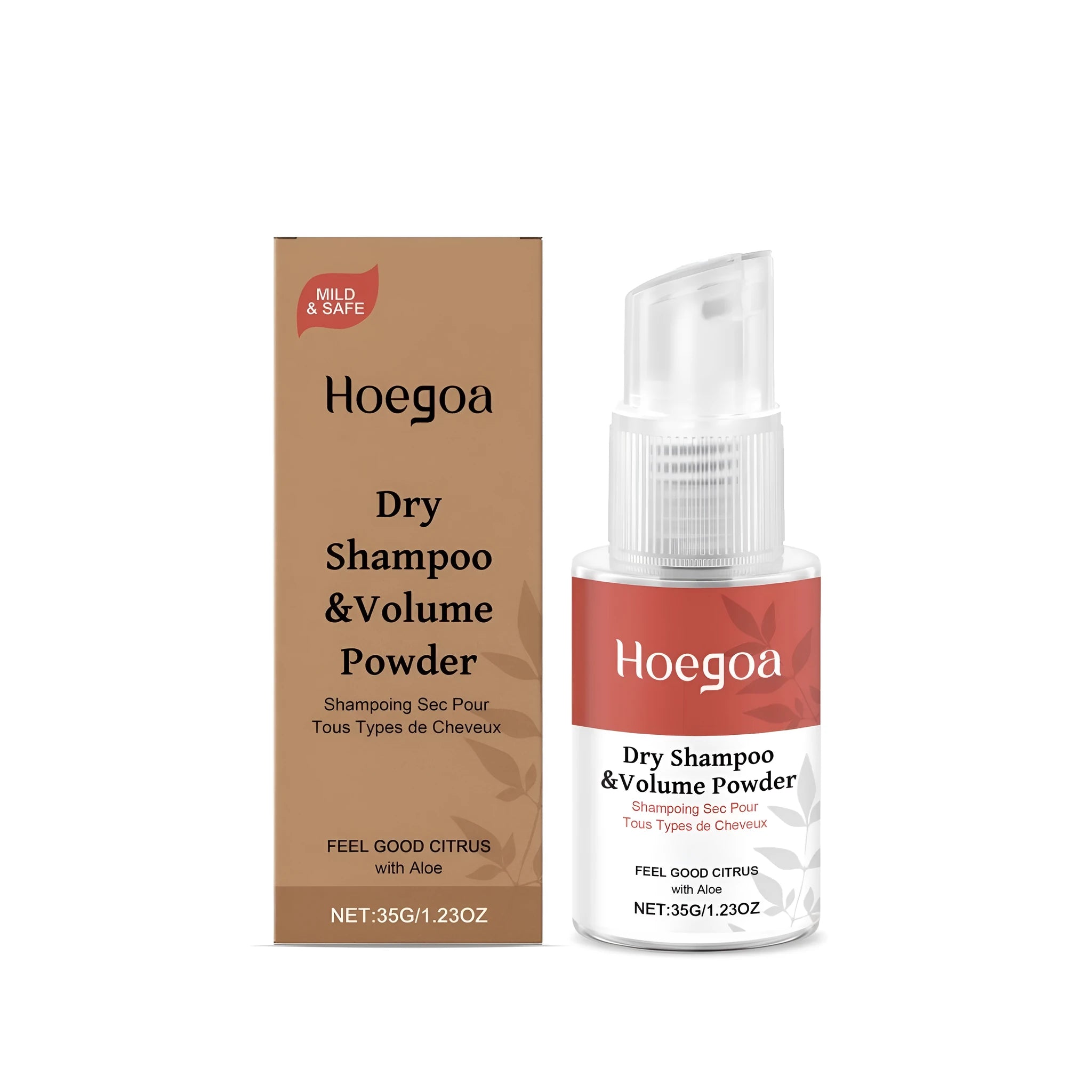 35g bottle of no-wash dry shampoo spray for dark hair with natural starch and citrus extract formula
