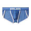 Men's ice silk mesh breathable triangle underwear in black, shown in a briefs style