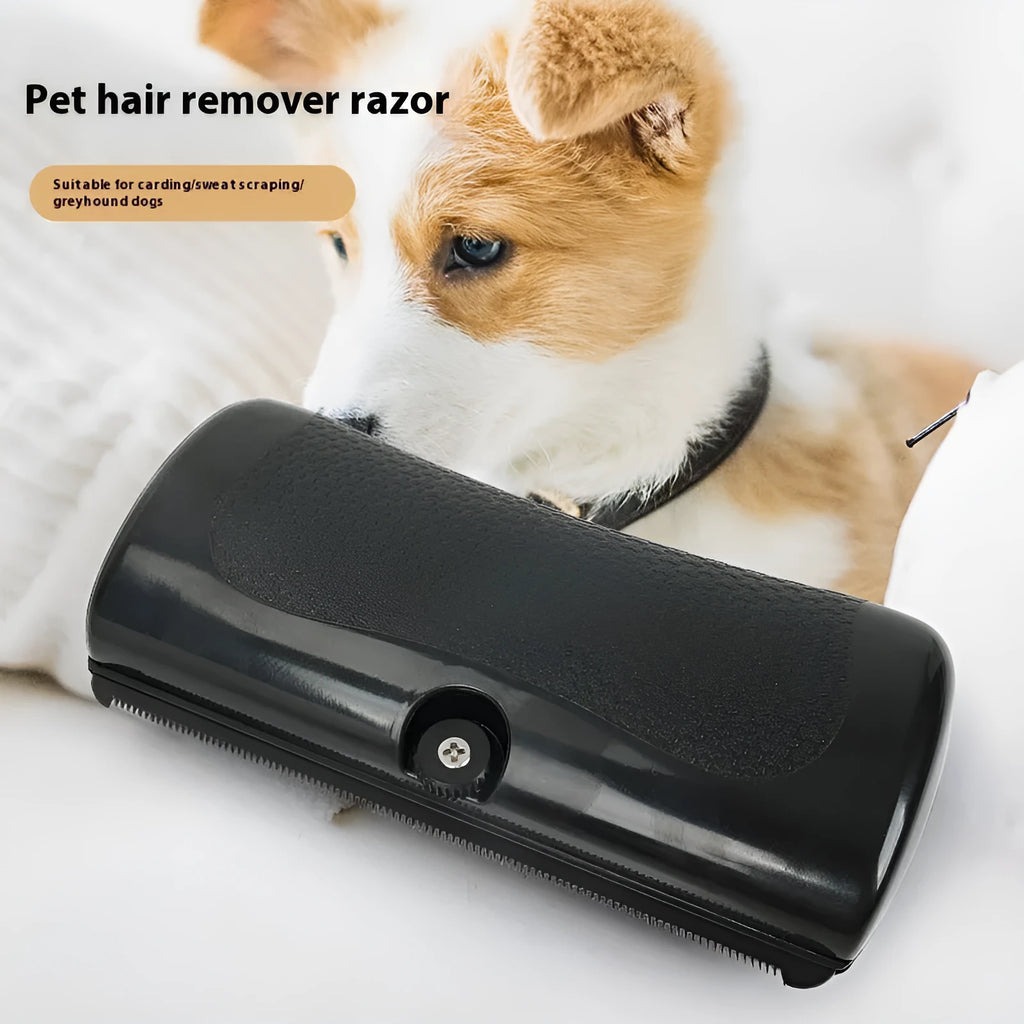 Black PP pet hair removal comb for dogs, 68x146mm size, with teeth for removing loose fur