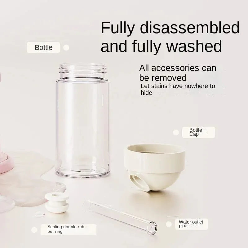 Small pet vacuum drinker kettle with borosilicate glass reservoir and plastic mounting hardware