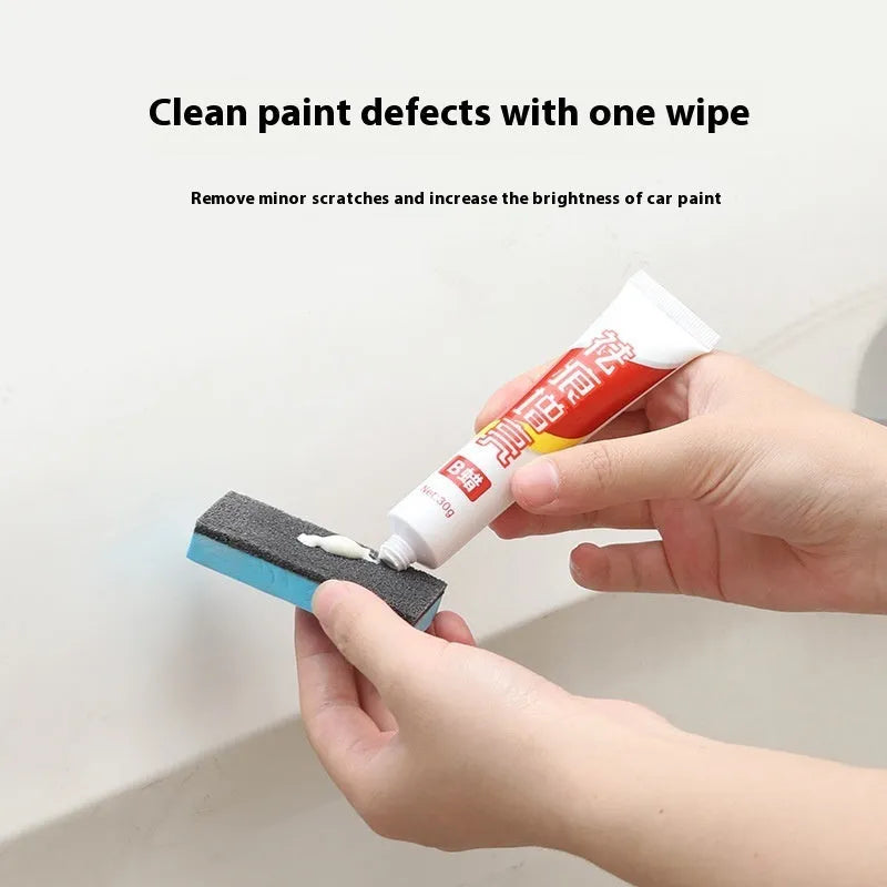 Car repair wax kit with two bottles and a frosted sponge for scratch removal and paint polishing