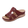 Women's wedge sandals with peep toe design and Velcro strap fastening