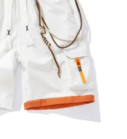 Men's plus size bamboo fibre shorts in a straight-leg cropped design on a hanger.