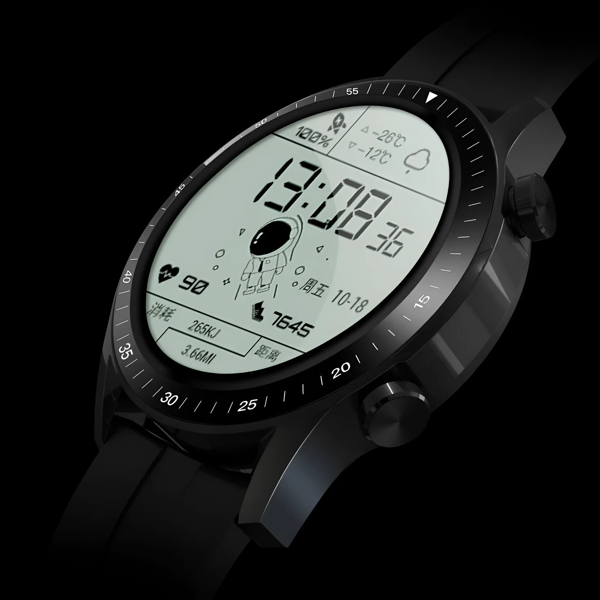 Round smart Bluetooth calling watch with aluminium alloy case on wrist, showing touch screen interface.