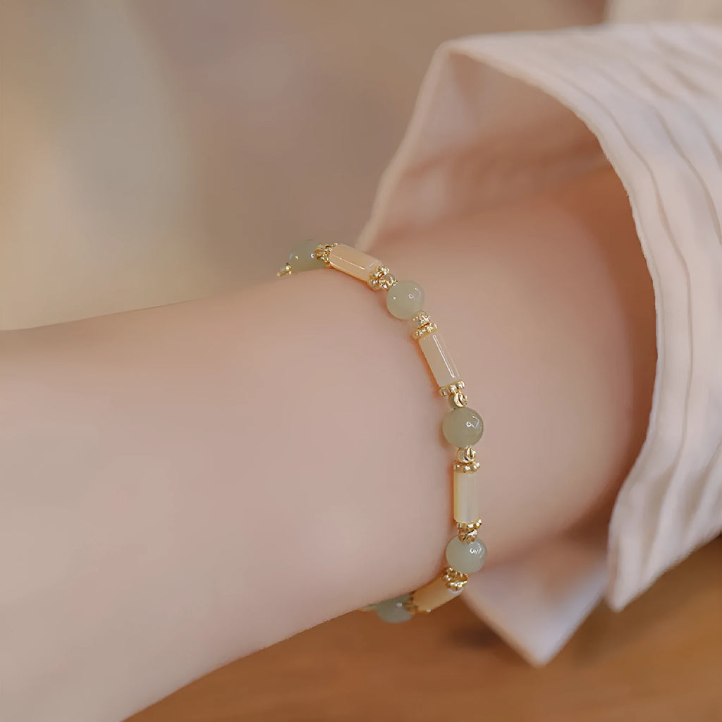 Hetian jade women's bracelet with bamboo joint design in jade or South Red colour, 6mm wide.