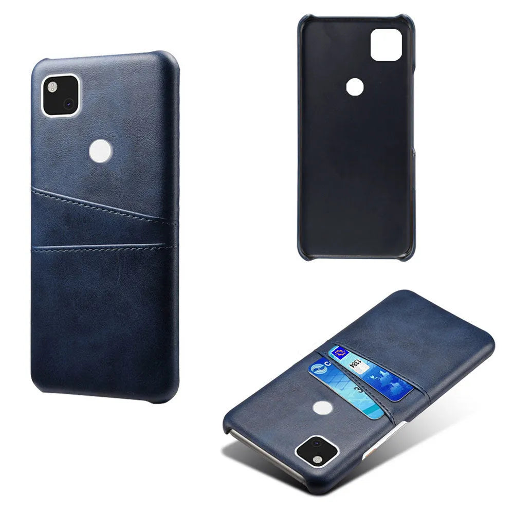 Nine colour options of PC leather phone case for Pixel 4a with card slots and oil-edge finish