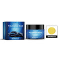 Car polishing wax kit showing a PET jar and a square sponge applicator for paint restoration.