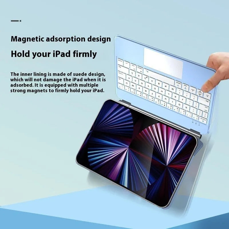 Bluetooth keyboard with magnetic suction protective cover for iPad tablets in multiple colours