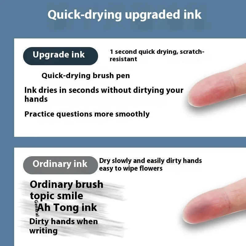A 10-pack of quick-drying gel pen refills in black, blue, red, and ink blue colours for bullet point pens.