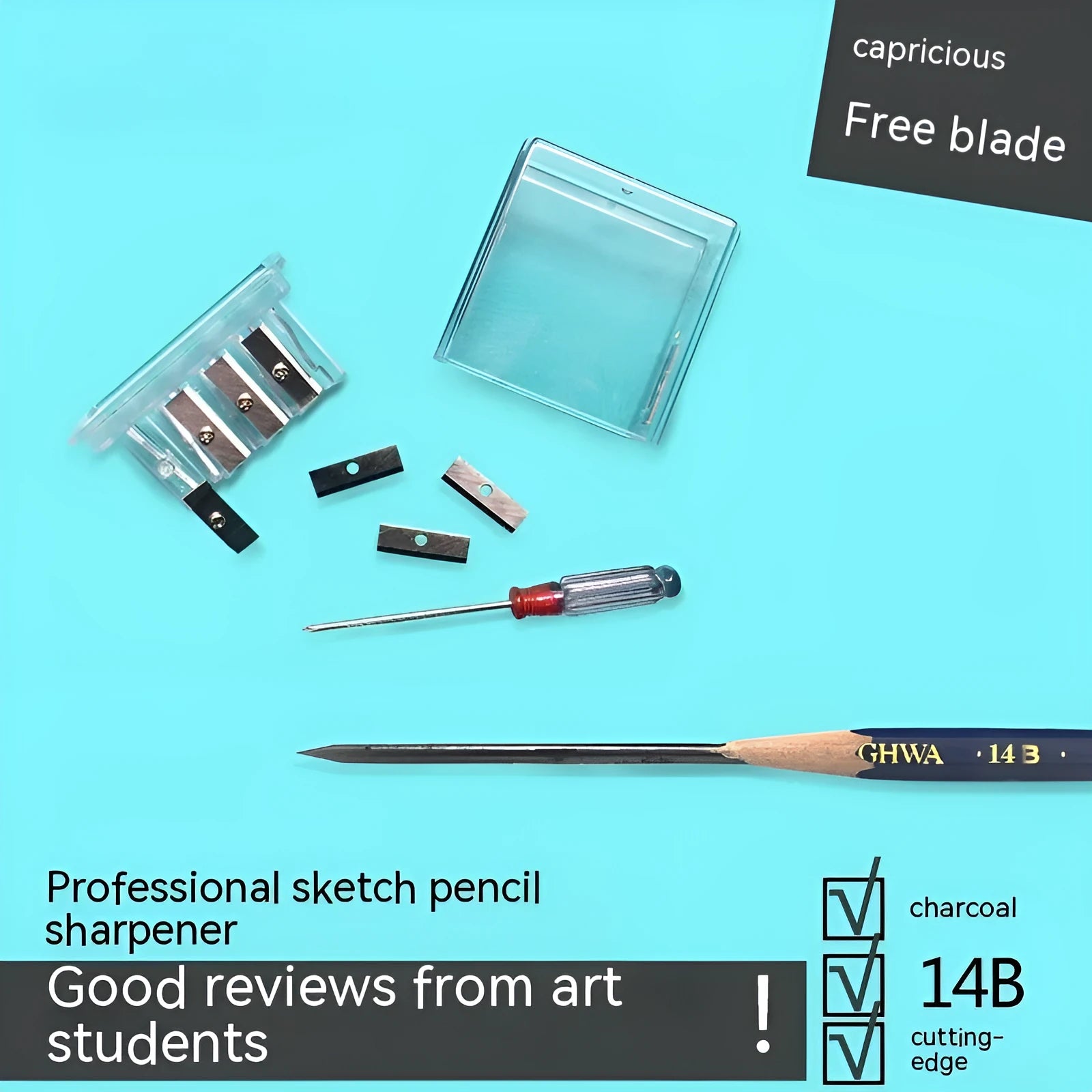 Four-hole plastic geometric pencil sharpener with screwdriver tool, from a 288-piece bulk pack.