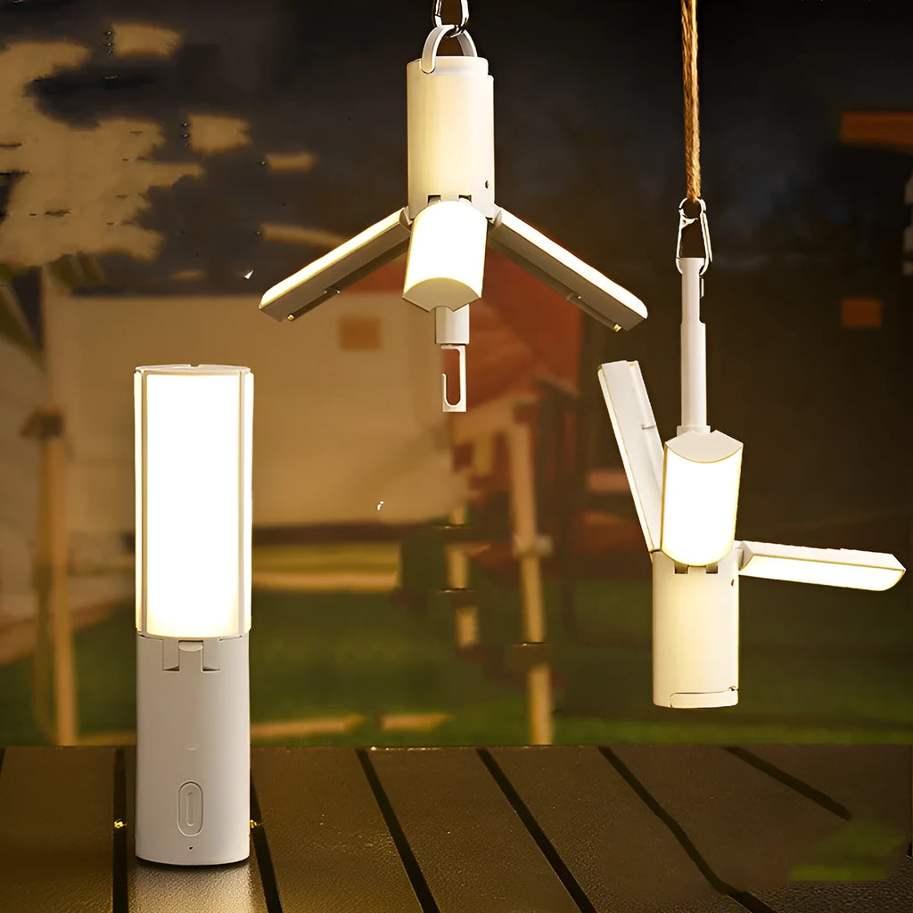 Outdoor multifunctional folding camping light, LED rechargeable with USB charging, 4000mAh battery, key switch