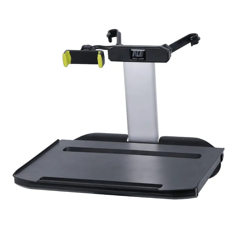 Car back seat writing desk laptop stand in matte black with phone holder