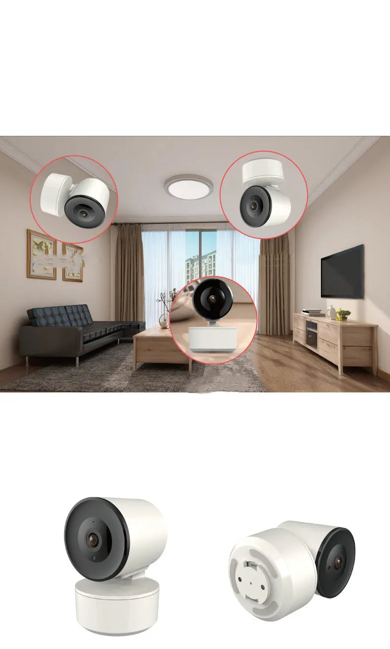 Smart Wi-Fi indoor security camera with 1080p HD video and 355-degree pan rotation