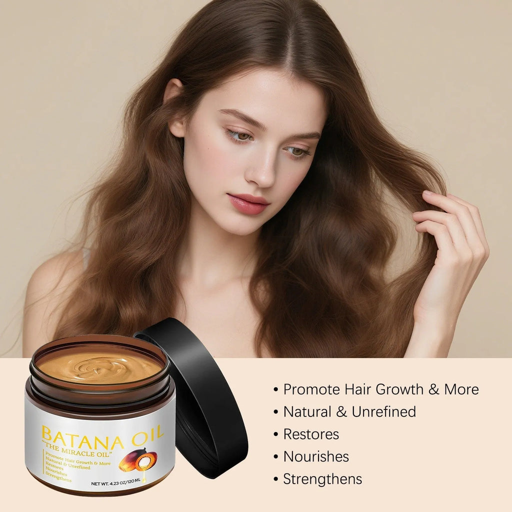 Batana Hair Mask jar with herbal fragrance for frizzy hair treatment, 120ML net content