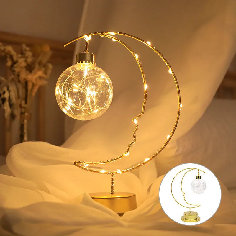 Small night light iron art moon USB decoration warm colour 10cm PC shell IP42