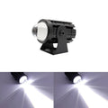 Motorcycle spotlight with dual colour lens in aluminium PC housing measuring 6x6x7cm