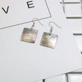 Geometric shell earrings for women in rectangular shell and square panther designs with retro natural styling