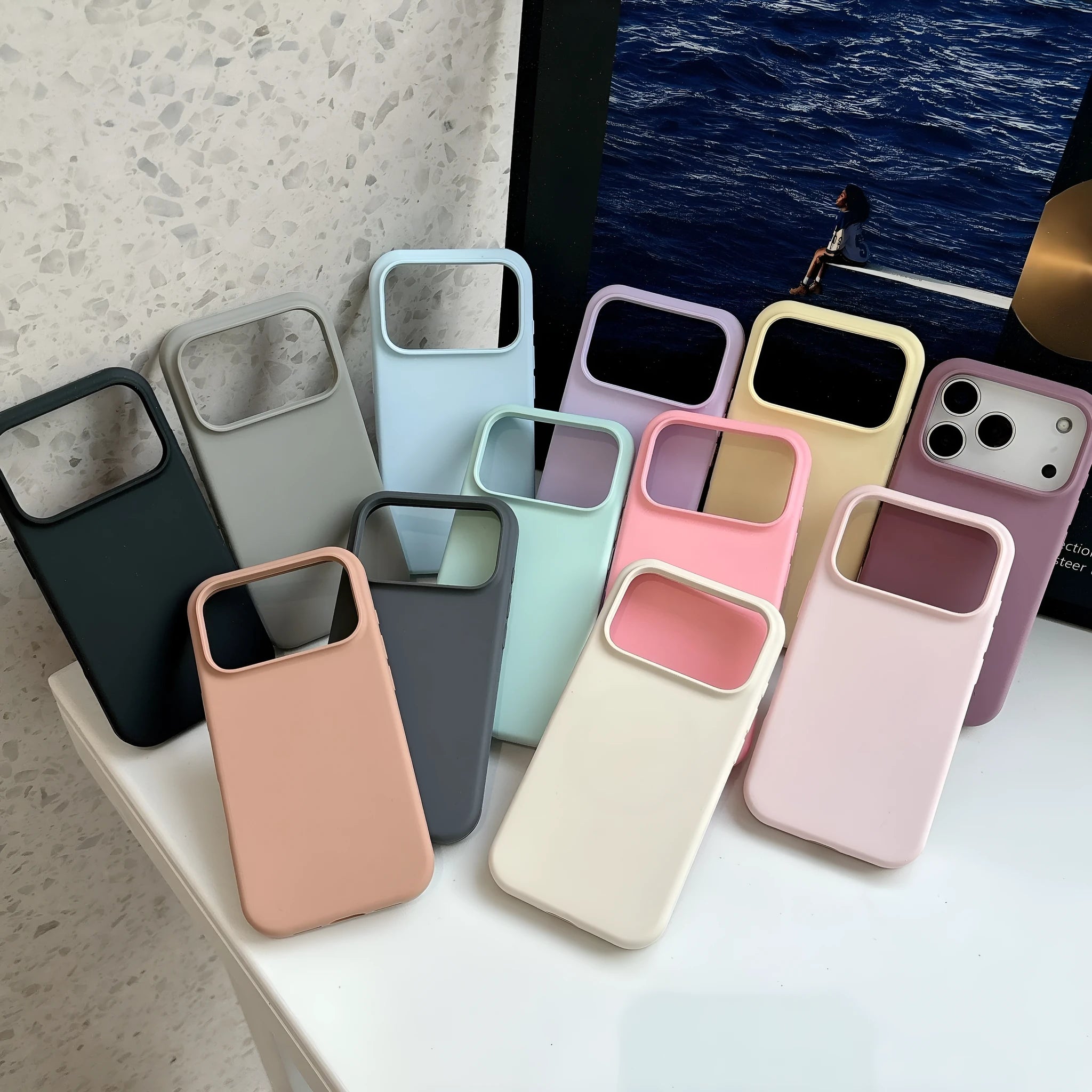 Liquid silicone magnetic charging phone case for iPhone in multiple colour options showing back cover design